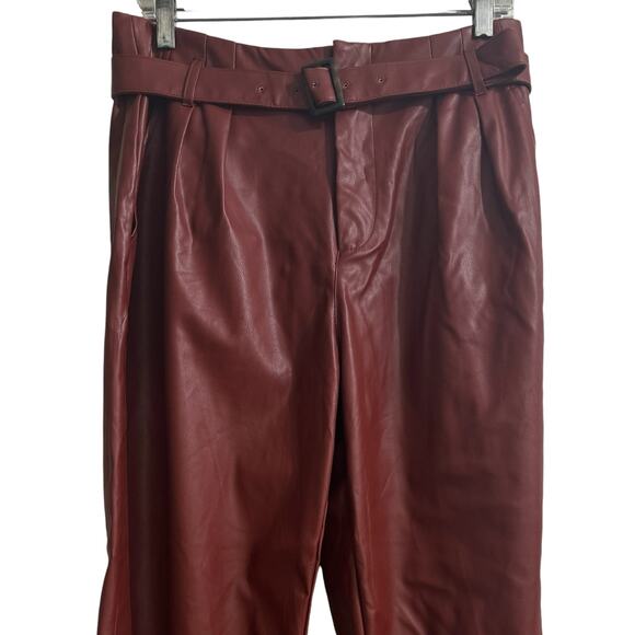 Who What Wear Size 10 Faux Leather Pants Burnt Rust High Rise - Picture 6 of 11